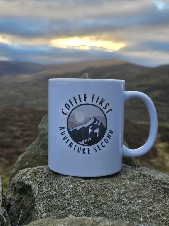 Coffee First, Adventure Second mug, Adventure lover gift, Hiking mug