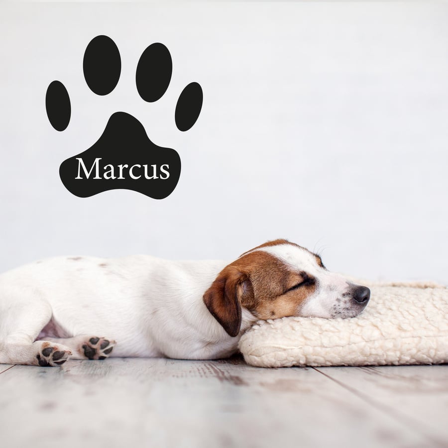 Paw Print with Personalised Name for Pets Name Dog or Cat Wall Sticker