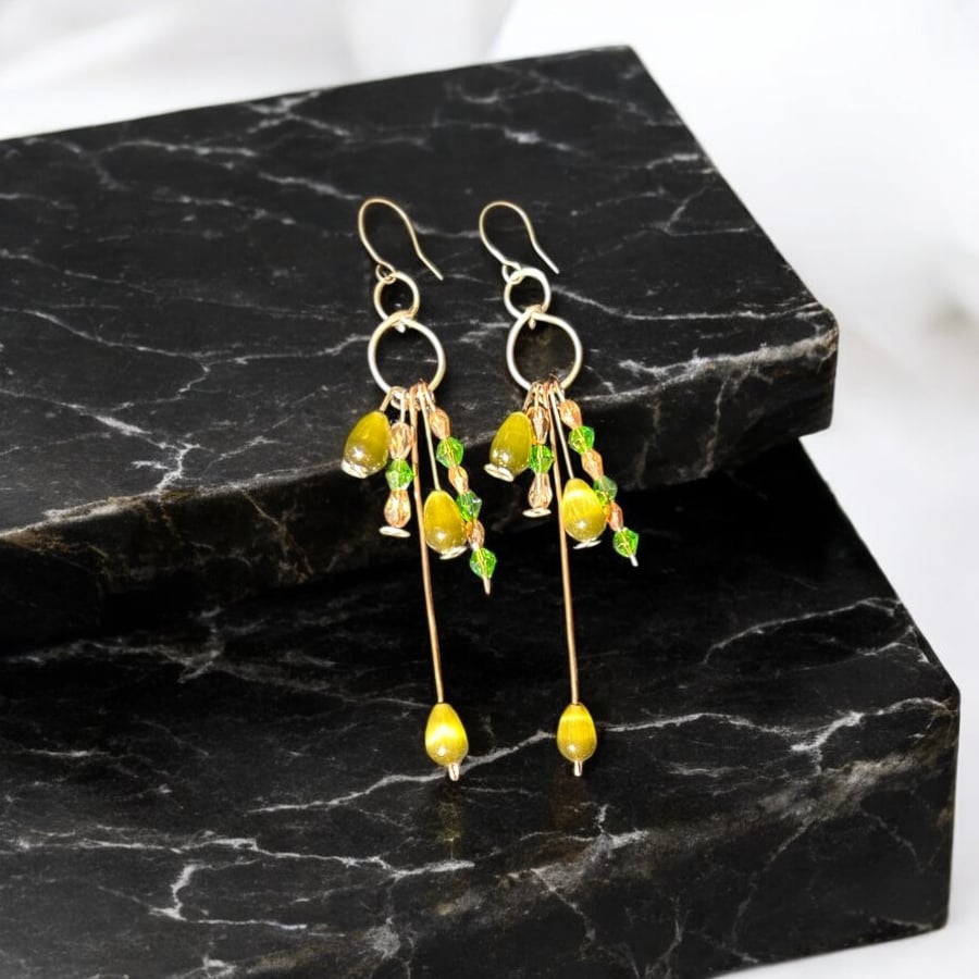 Handmade Oxidised Sterling Silver Preciosa Crystal Earrings, Vibrant -Gift Boxed