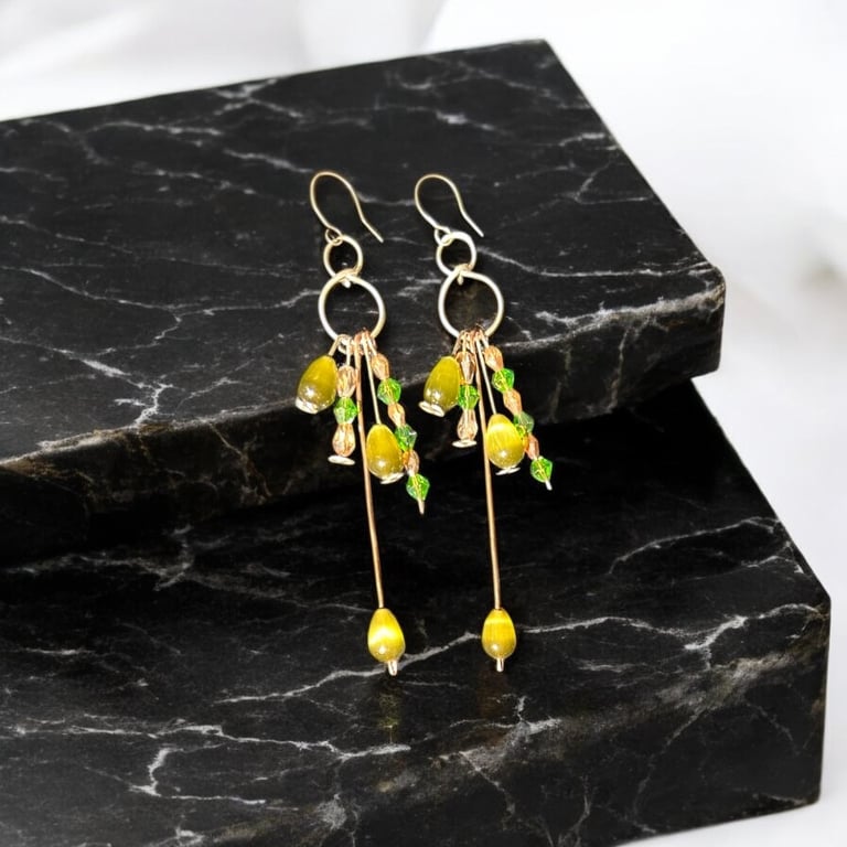 Handmade Oxidised Sterling Silver Preciosa Crystal Earrings, Vibrant -Gift Boxed