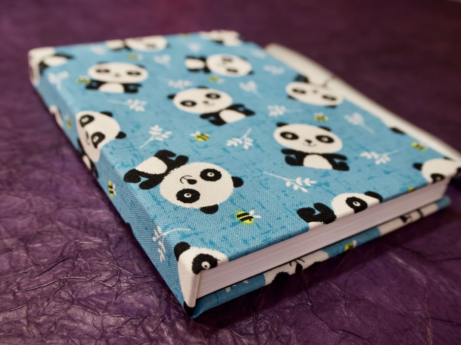 A6 Notebook with fun panda fabric cover