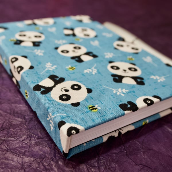 A6 Notebook with fun panda fabric cover