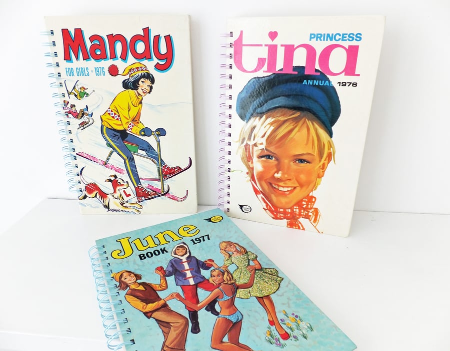 Upcycled Notebooks - Mandy for Girls 1976