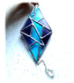 Stained Glass Diamond Suncatcher Handmade Turquoise Purple Triangles  - Image 5