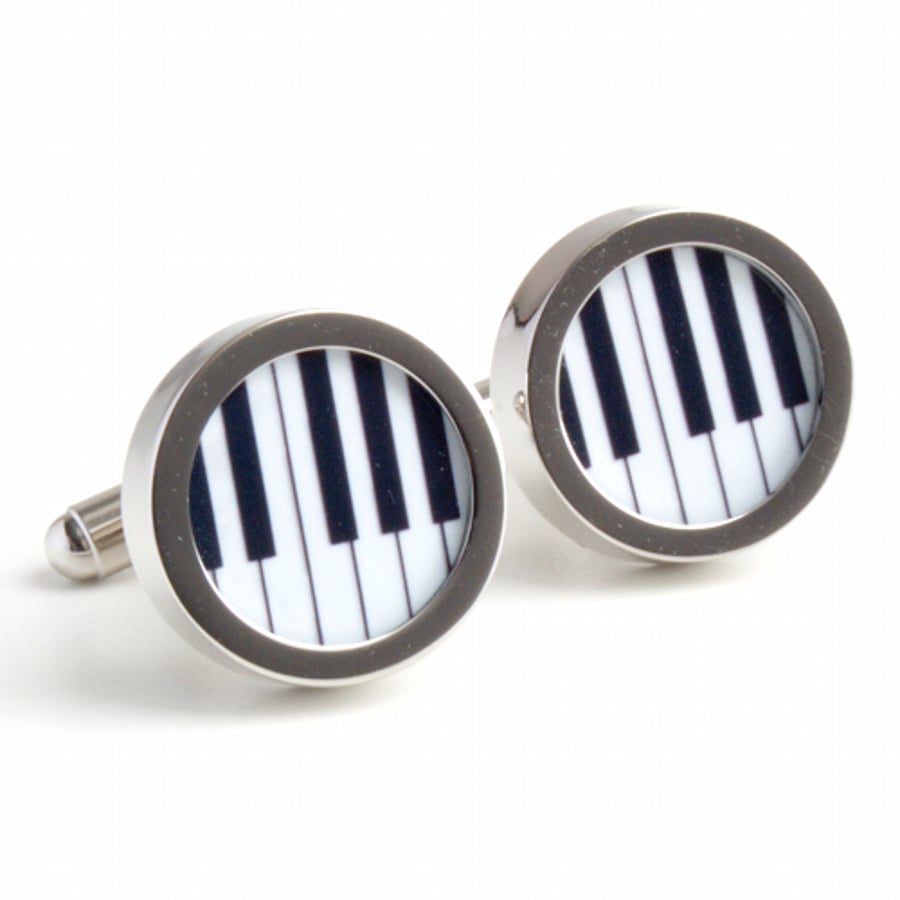 Piano Cufflinks Black and White Keyboard Cufflinks Full Octave