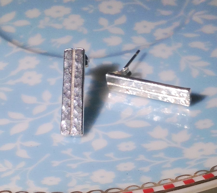 Handmade Sterling Silver Stud Earrings (ERSSSTBA2) - UK Free Post