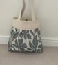 Beautiful Pleated Tote Bag, Patterned Fabric, Linen, Handbag, Day Bag - Image 2