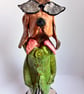 Handmade Ceramic Dog Sculpture Bowie style Stripe Trousers, Rock Icon Art