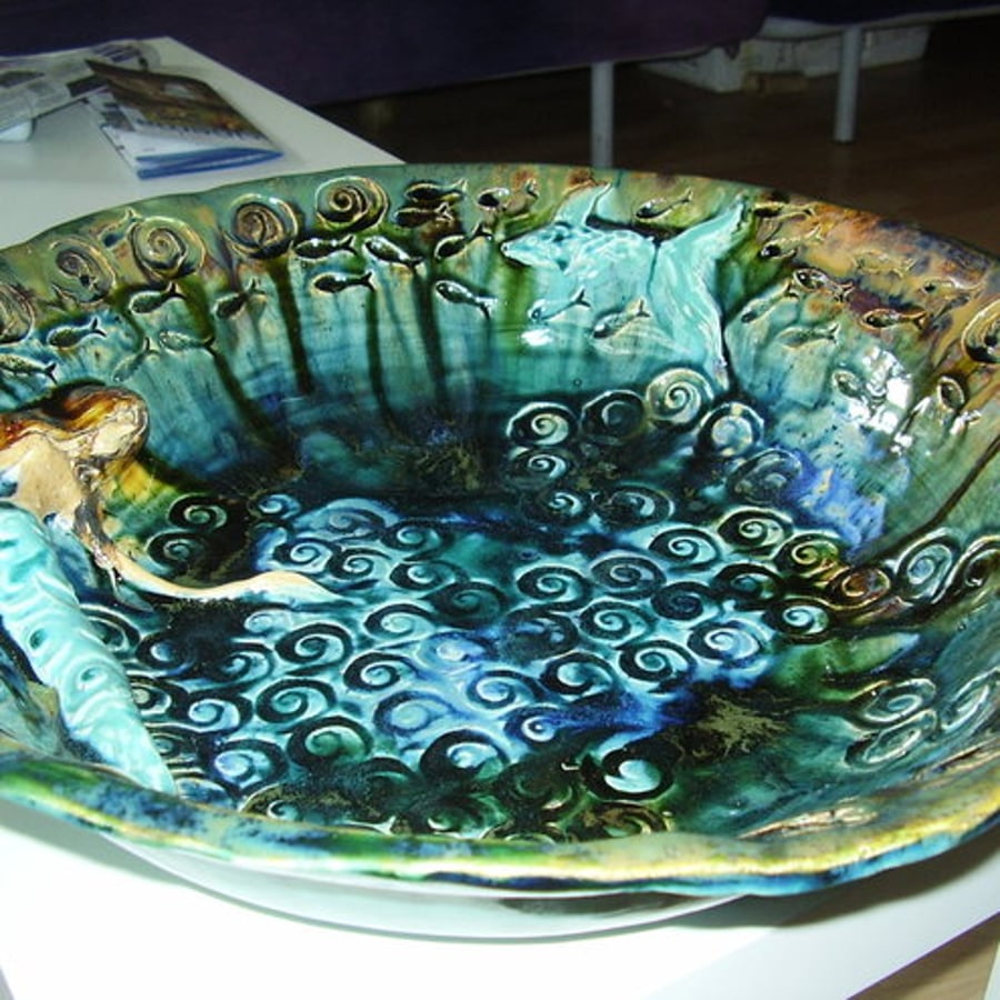 BEAUTIFUL LARGE 18 inch MERMAID BOWL