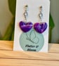 Heart dangling earrings -purple with gemstone 