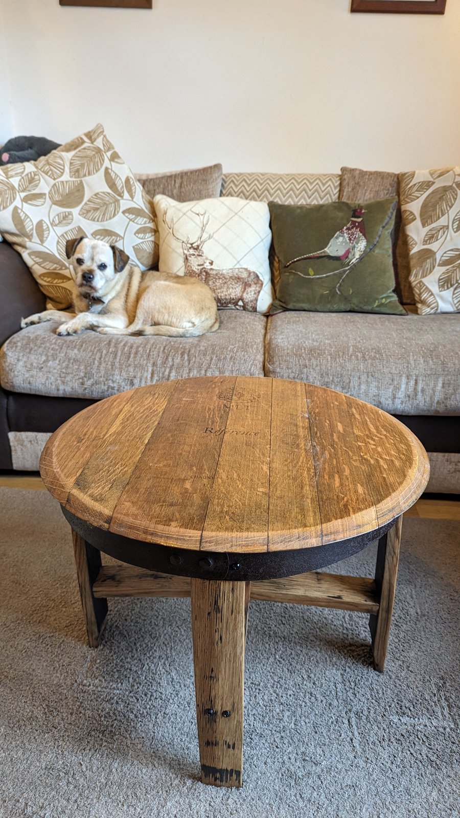 Rustic Coffee Table Made From Whiskey Barrel Oak