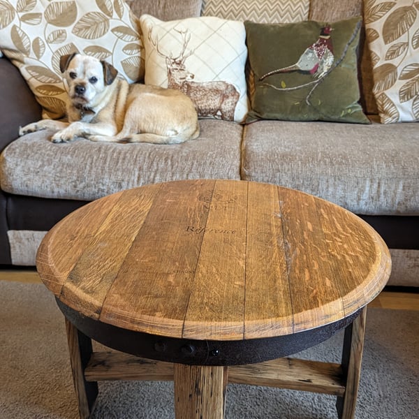 Rustic Coffee Table Made From Whiskey Barrel Oak