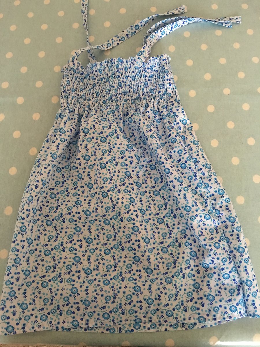 Aged 1-2  blue floral design cotton fabric  summer  dress