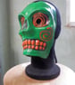 Large Green Skull Mask Paper Mache Venetian Horror Halloween - Image 3