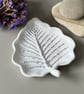 White Leaf Shaped Tray with Silver Leaf