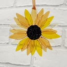 Fused Glass Sunflower  Suncatcher Decoration Keepsake, 10cm