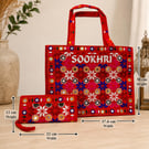 Handcrafted Sindhi Cotton Tote Bag with Matching Wallet - SOOKHRI Gift Bag - 
