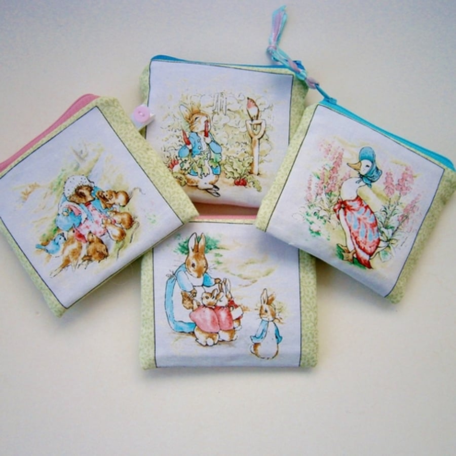 ONE DAY SALE Cute Little Beatrix Potter Fabric Coin Purse
