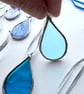 Stained glass raindrop set of 3 in blue vintage glass  - Image 4