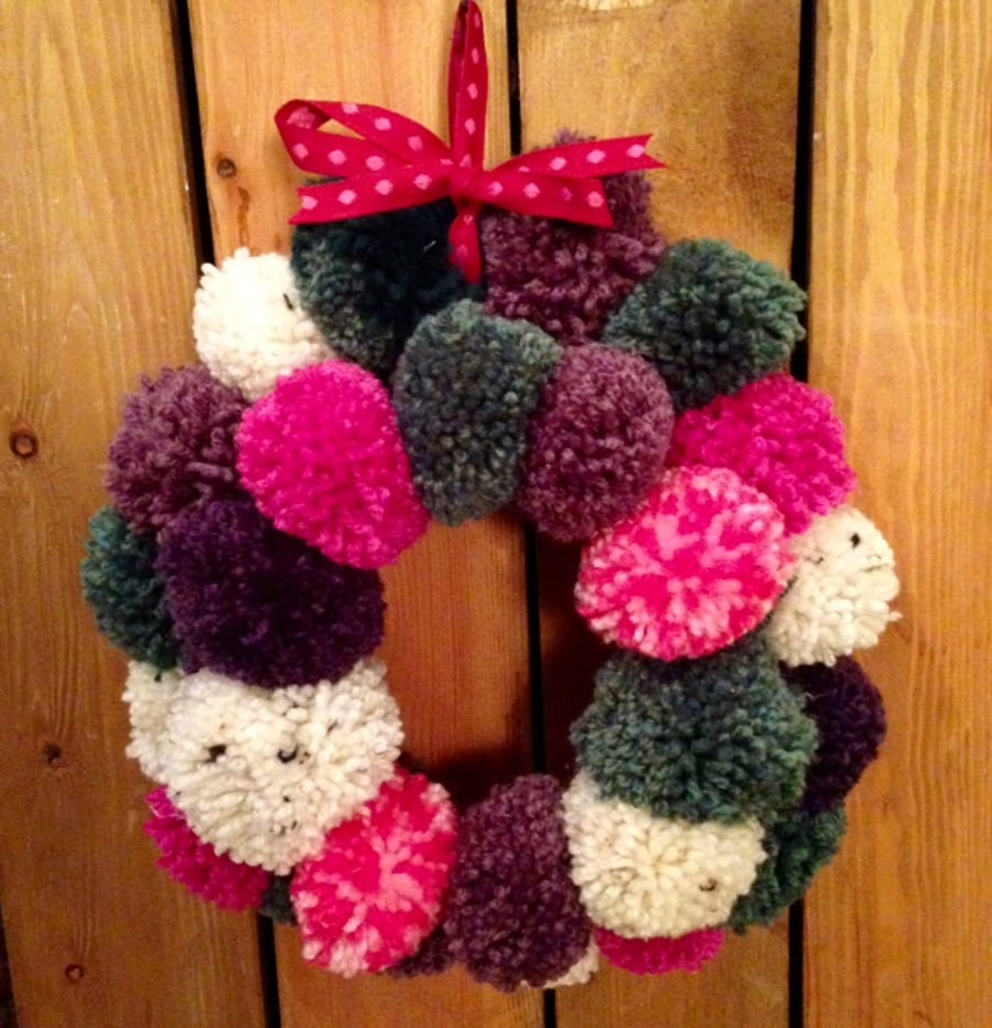 Handmade Christmas Pom Pom wreath
