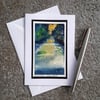Handpainted Blank Card. River Reflections. Birthday. Anniversary. Thank You Card