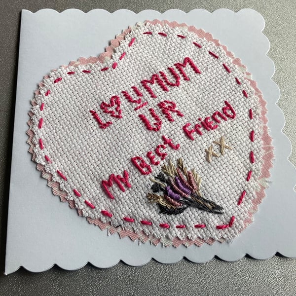 A pretty embroidered card for MUM