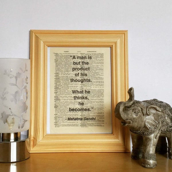 Unframed 1948 Dictionary Page Quote Print - Mahatma Gandhi - Print Only