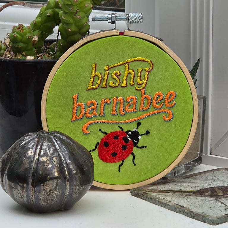 'Bishy Barnabee' Hand Embroidered Ladybird Wall Art - 4 Inch
