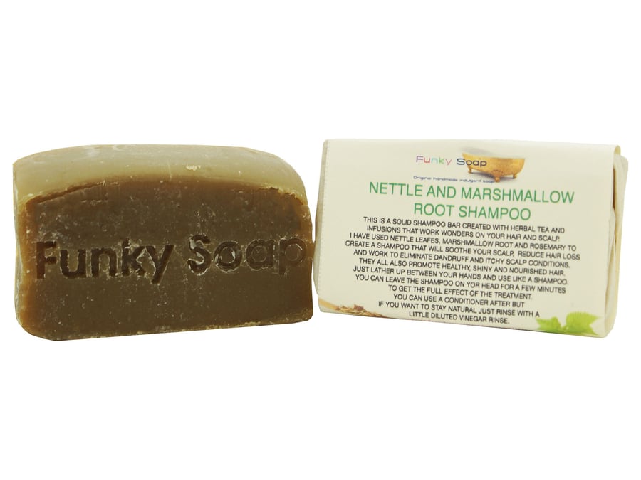 1 piece Nettle and Marshmallow Root Shampoo Bar 100% Natural Handmade 65g