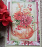 Vintage-style teapot card - Teapot and Flowers greeting card - Blank card