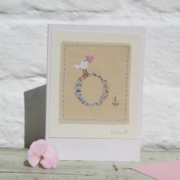 Sweet little hand-stitched letter O - new baby, Christening or birthday