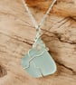 Seafoam Wire Wrapped Seaglass Pendant on Sterling Silver Chain. - Image 3