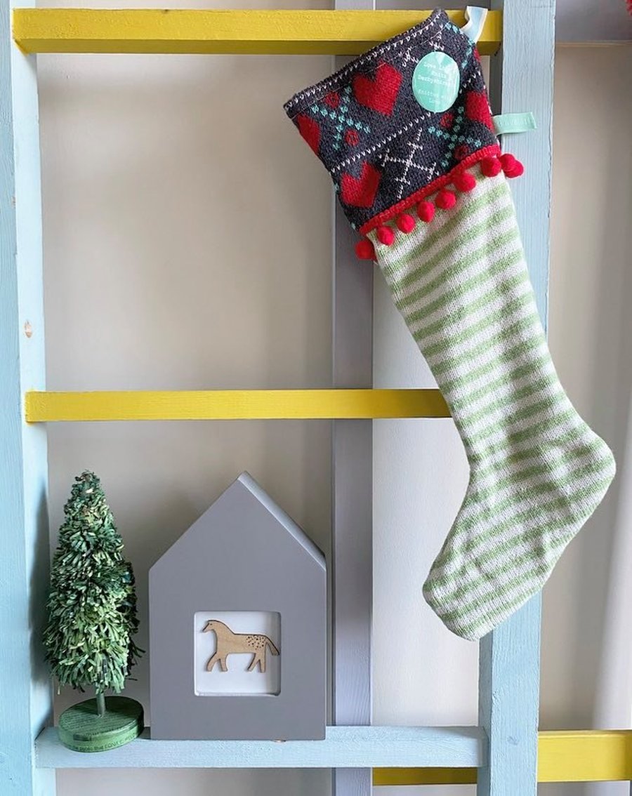 Knitted christmas stocking decorations
