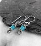  Turquoise and silver earrings lightweight, small gemstone bead  - Image 1
