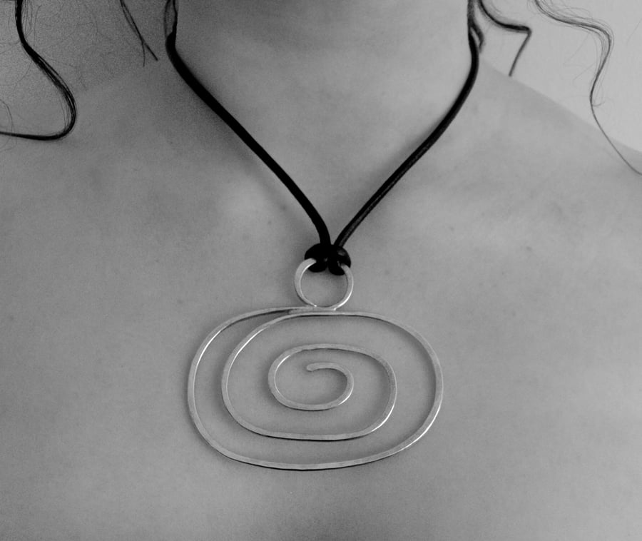 Sterling Silver Spiral Necklace on Leather