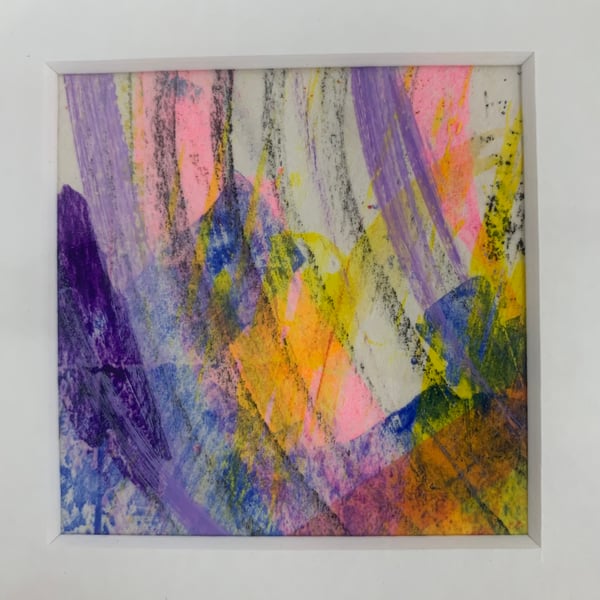 Unique Abstract Art work in a professionally cut aperture ready for framing.