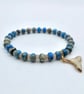 Sea Sediment Jasper & Sunstone Bracelet With Whale Tail Charm,  Gifts For Her.