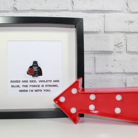 VALENTINES DAY - ULTIMATE STAR WARS GIFT - FRAMED DARTH VADER LEGO MINIFIGURE