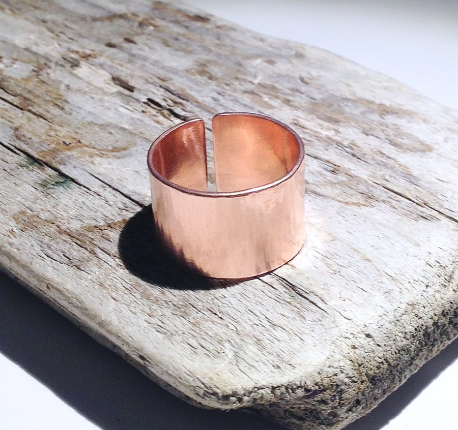 Handmade Wide Band Open Copper Ring UK Size P (RGCUOPP1) - UK Free Post