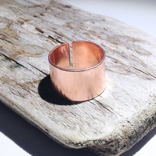 Handmade Wide Band Open Copper Ring UK Size P (RGCUOPP1) - UK Free Post