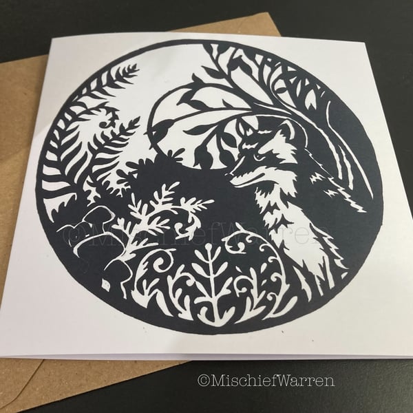 Fox Card. Blank monochrome card for any occasion. British Wildlife.
