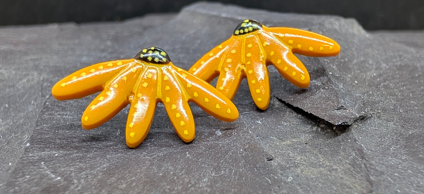 half flower echinacea stud earrings