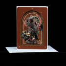 Owl Steam Punk greeting card