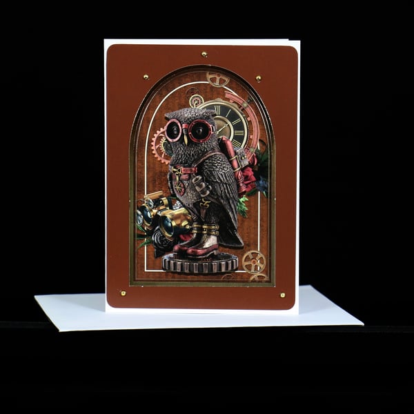 Owl Steam Punk greeting card