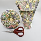 Pin Cushion (reversible) and  Quilted Scissor Case Set 