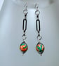 Silver Paperclip Chain Bead Earrings.