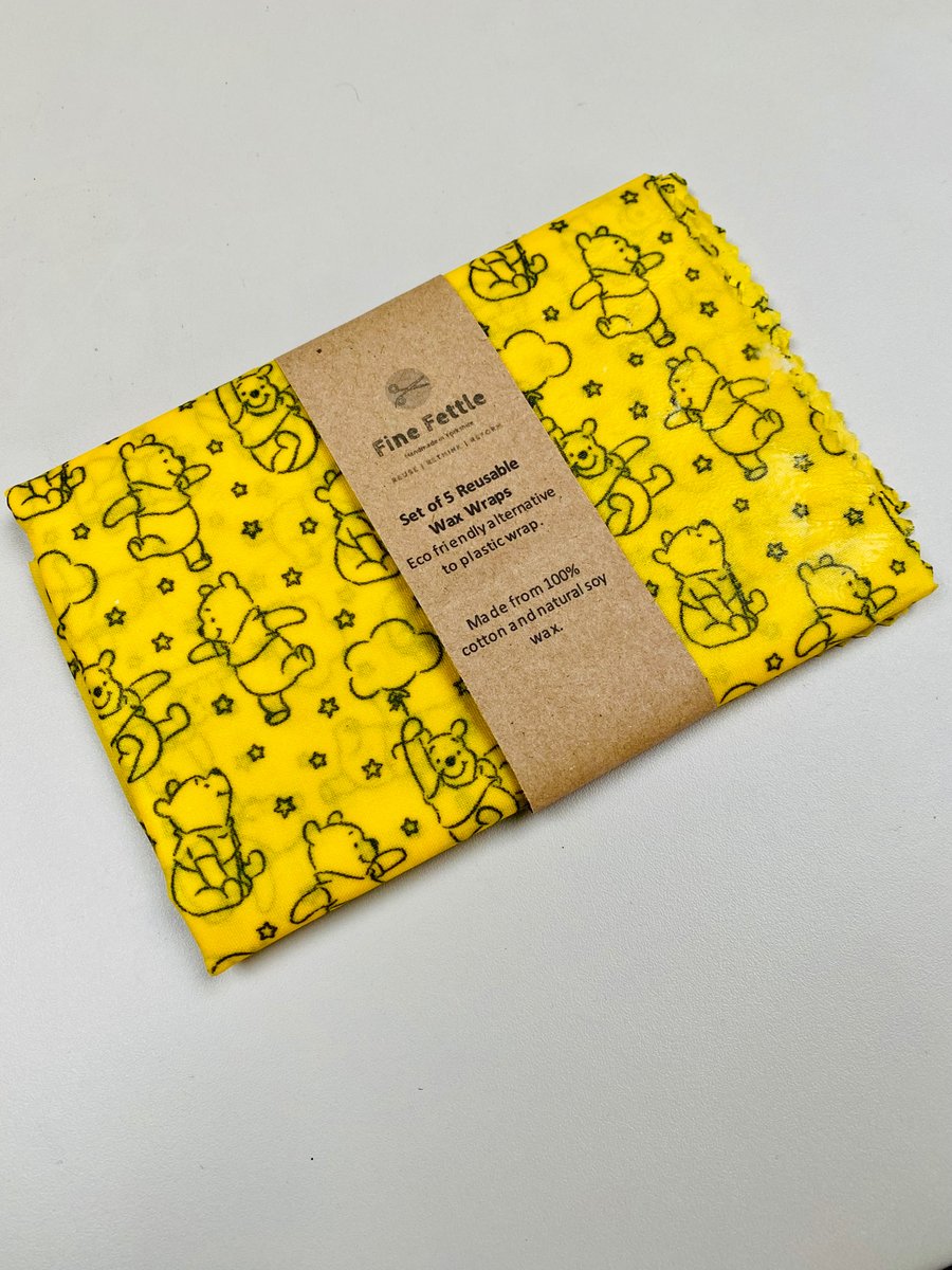 Set of 5 reusable wax wraps