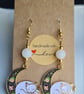 Cat Moon Earrings - White Beads - Image 3
