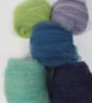 Natural Dye Mixed Aqua Shetland Wool Felting Pack - Image 2