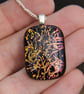 Orange Gold  Pattern Dichroic Glass Pendant,  Fused Glass Necklace F27 - Image 3
